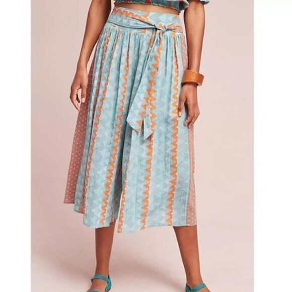 Anthropologie Feather Bone Boho Wide Leg Gaucho Culotte Pant Colorful size Small - Picture 1 of 9